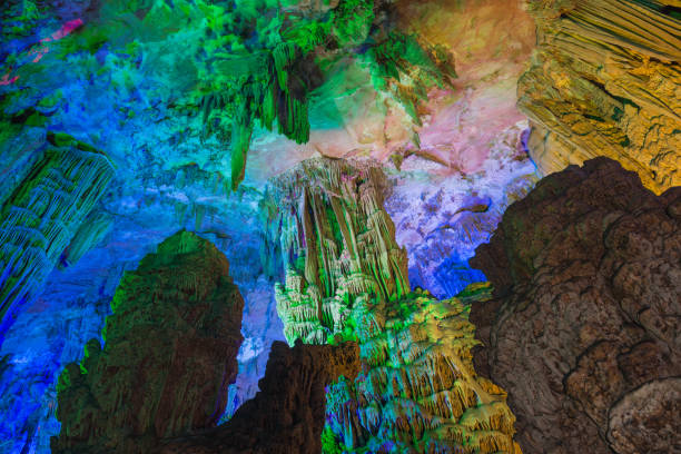 istock Color illumination of underground caves 915353900