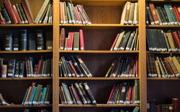 istock Bookshelf with Turkish Ottoman  handwriting books 915357328
