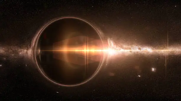 artist's interpretation of a black hole deforming spacetime