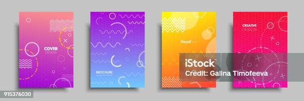 Modern Colorful Covers With Multicolored Geometric Shapes And Objects Abstract Design Template For Brochures Flyers Banners Headers Book Covers Notebooks Stock Illustration - Download Image Now
