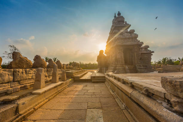 świątynia brzegowa, mahabalipuram, indie - lion sands zdjęcia i obrazy z banku zdjęć