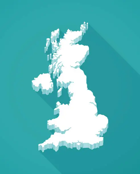 Vector illustration of United Kingdom 3D Map