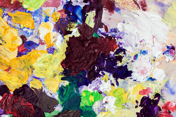 istock Multicolored bright spots of colors on my palette, texture for modern creative background 915388852