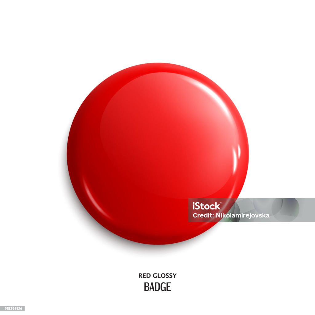 Vector en blanco brillante insignia o web botón rojo. Vector. - arte vectorial de Botón - Mercería libre de derechos