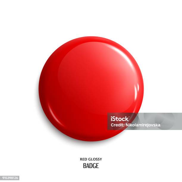 ベクター空白赤い光沢のあるバッジまたは Web ボタンですベクトル - ボタンのベクターアート素材や画像を多数ご用意 - ボタン, 赤, 円形