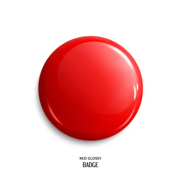 Vector illustration of Vector blank red glossy badge or web button. Vector.