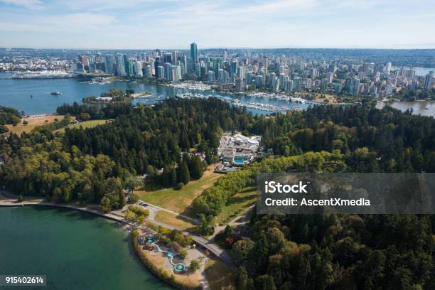 Aerial Image Of Downtown Vancouver Canada Stock Photo - Download Image Now - Vancouver - Canada, Stanley Park - Vancouver - Canada, Canada