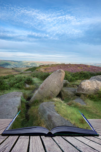 istock Stunning dawn sunrise landscape image from Higger Tor towards Mother Cap in Summer in Peak District England 915414448