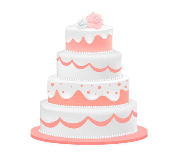 kuvapankkikuvitukset aiheesta ruusuilla koristeltu hääkakku - hääkakku