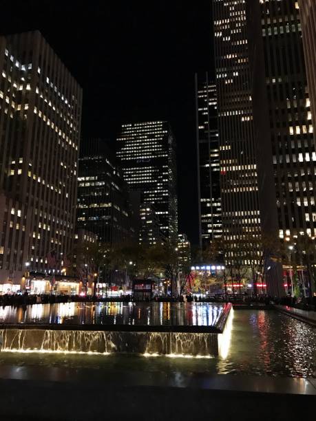 Downtown New York City Building Night Lights