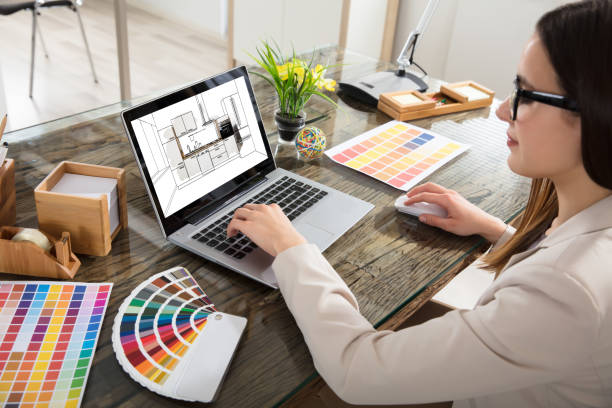Woman Selecting Color For The Kitchen Room