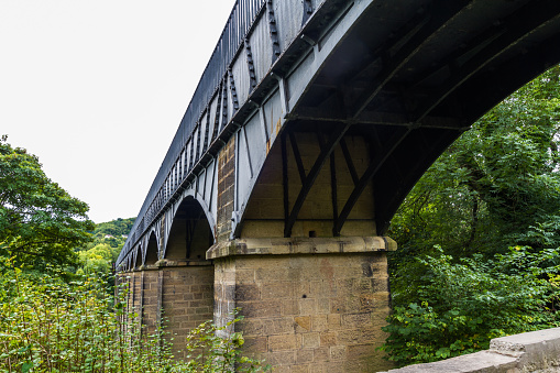 The pontcysyllte aqueduct carrying the Llangollen Canal over the River Dee.