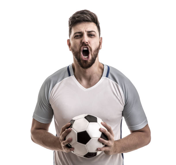 istock Fan / Sport Player on white uniform celebrating 915454730