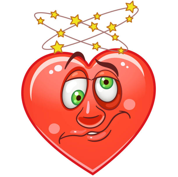 illustrazioni stock, clip art, cartoni animati e icone di tendenza di emoticon cuore rosso cartone animato - bruise