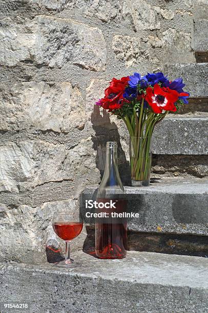 Provencal Stilllife Stock Photo - Download Image Now - Alcohol - Drink, Anemone Flower, Blue