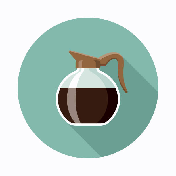 Pot Flat Design Coffee & Tea Icon A flat design styled coffee & tea icon with a long side shadow. Color swatches are global so it’s easy to edit and change the colors. coffee pot stock illustrations