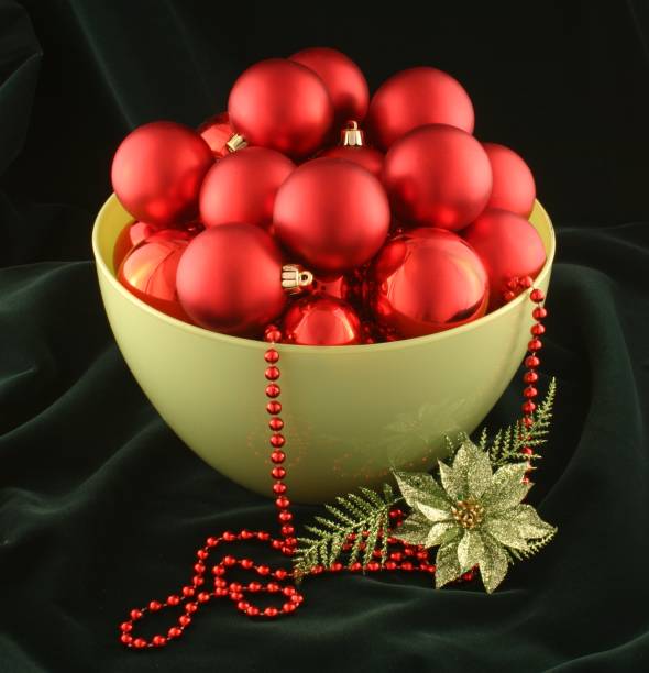 Christmas bowl with red ornaments