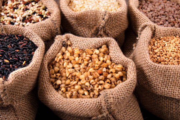 istock Various grains and rice in a sack 915494956