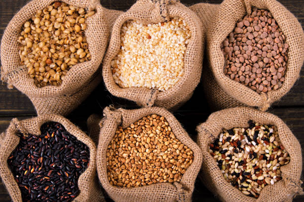 istock Various grains and rice in a sack 915495378