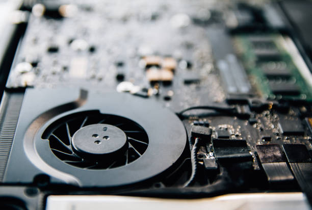 istock Electronic control panel, Repairs laptop (pc, computer) motherboard. Installs the equipment (cpu) . Instagram style filter photo vintage tone 915515234
