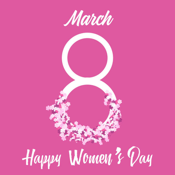 istock 8 March. Happy Women's day greeting card with handwritten lettering pink text and flowers. Vector. 915518164