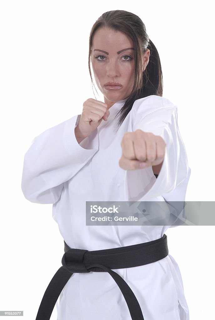 Middle punch Martial artist punching. Ancient Stock Photo