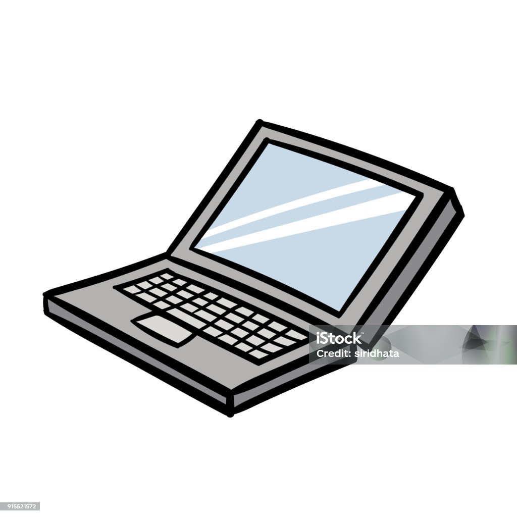 Cartoon Laptop Vector Illustration Stock Illustration - Download Image Now  - Adult, Art, Blank - iStock