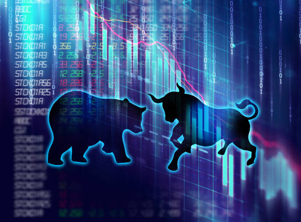 istock silhouette form of bull and bear on technical financial graph 915523810