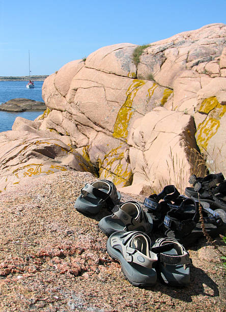 Sandals on the Rocks stock photo