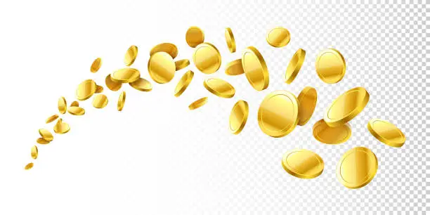 Vector illustration of Flying 3d gold coins