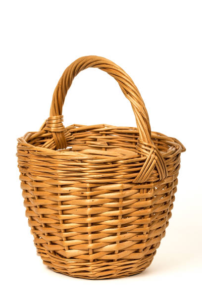 istock Old Wicker Basket On a White Background 915541528
