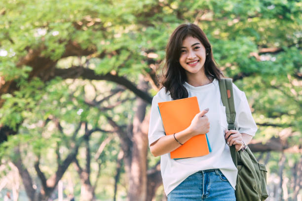 istock Woman students holding notebooks outdoors.Education concept 915547718