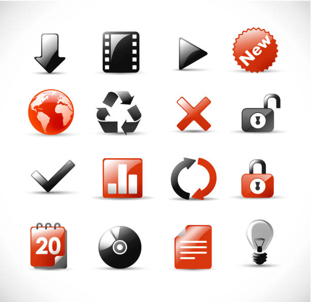 modern glossy web icons [2] vector art illustration