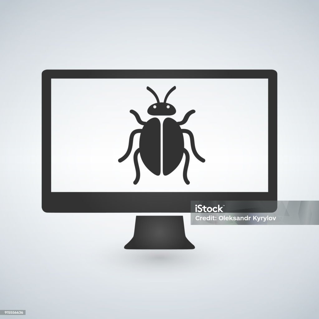 Malware Insect Computer Is Infected By Malware Bug On Screen Vector Illustration Stock ...