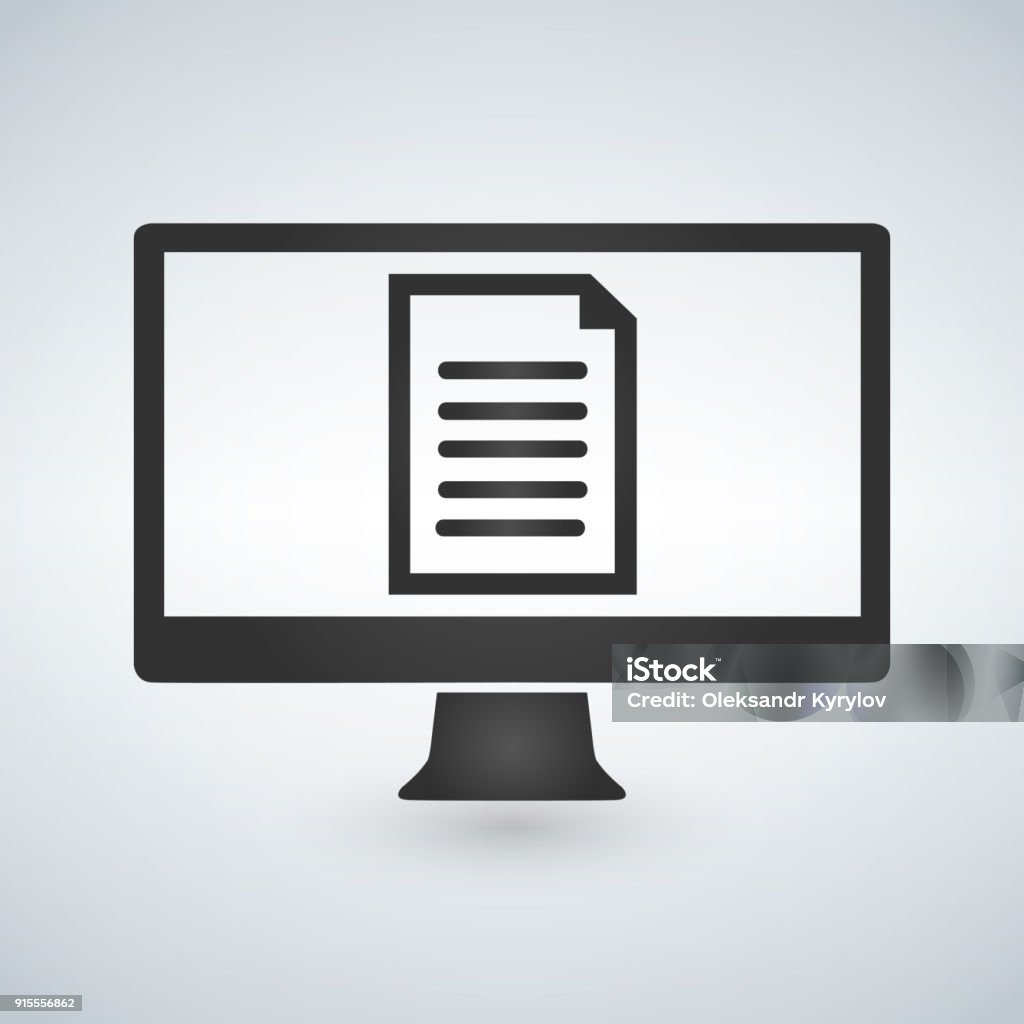 Online Electronic Document On Computer Display Vector Illustration ...