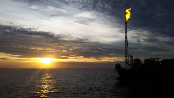 buque de petróleo y gas de yacimientos de petróleo costa afuera en brasil - oil industry oil field freight transportation oil rig fotografías e imágenes de stock