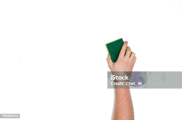 Isolated Hand Cleaning Against A White Background Top View Stock Photo - Download Image Now