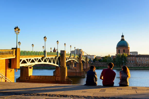 Pont Saint Pierre in Toulouse stock photo