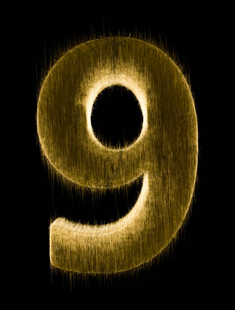Number 9 Stock Photo - Download Image Now - Number, Abstract, Black  Background - iStock