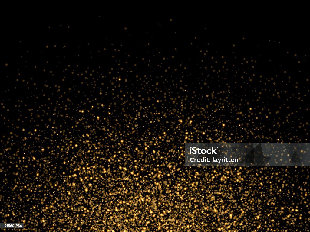 Particules de paillettes d’or sur fond transparent. Effets magiques de la lumières brillant doré. - clipart vectoriel de Or - Métal libre de droits