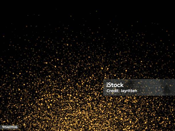 Gold Glitter Particles On Transparent Background Golden Glowing Lights Magic Effects Stock Illustration - Download Image Now