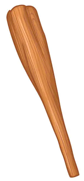 Vector illustration of wooden club vector illustration (truncheon or cudgel - weapon of ancient man)