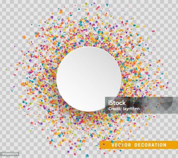 Colorful Celebration Background With Confetti Paper White Bubble For Text Stock Illustration - Download Image Now