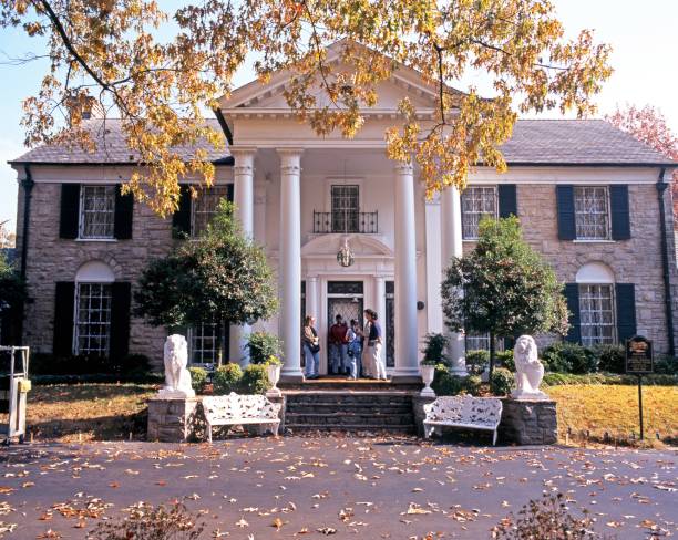 graceland, memphis. - architecture blue colonnade column zdjęcia i obrazy z banku zdjęć