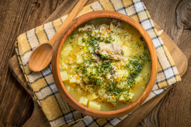 istock Soup with barley and chicken gizzards. 915620732
