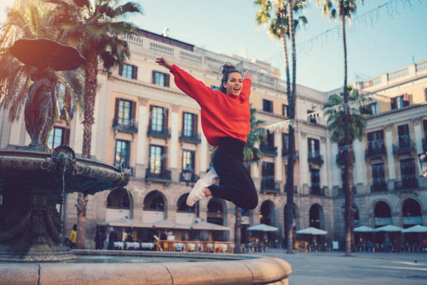 istock Joyful woman in Barcelona 915621116