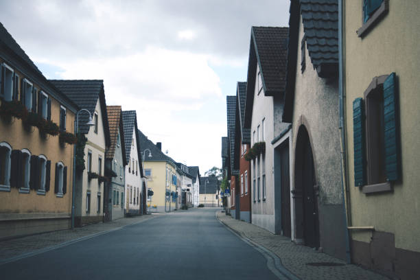 Empty street of the old town in overcast summer day, Germany