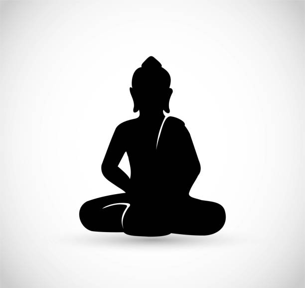 Buddha sitting icon vector Buddha sitting icon vector isolated on white background buddha stock illustrations