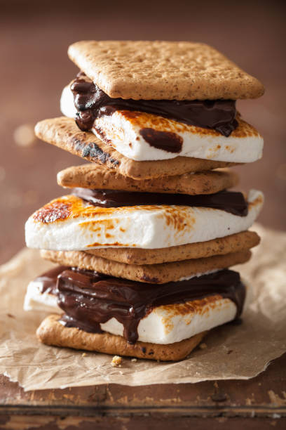 istock homemade marshmallow s'mores with chocolate on crackers 915632662
