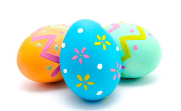 istock Perfect colorful handmade easter eggs isolated on a white 915633288